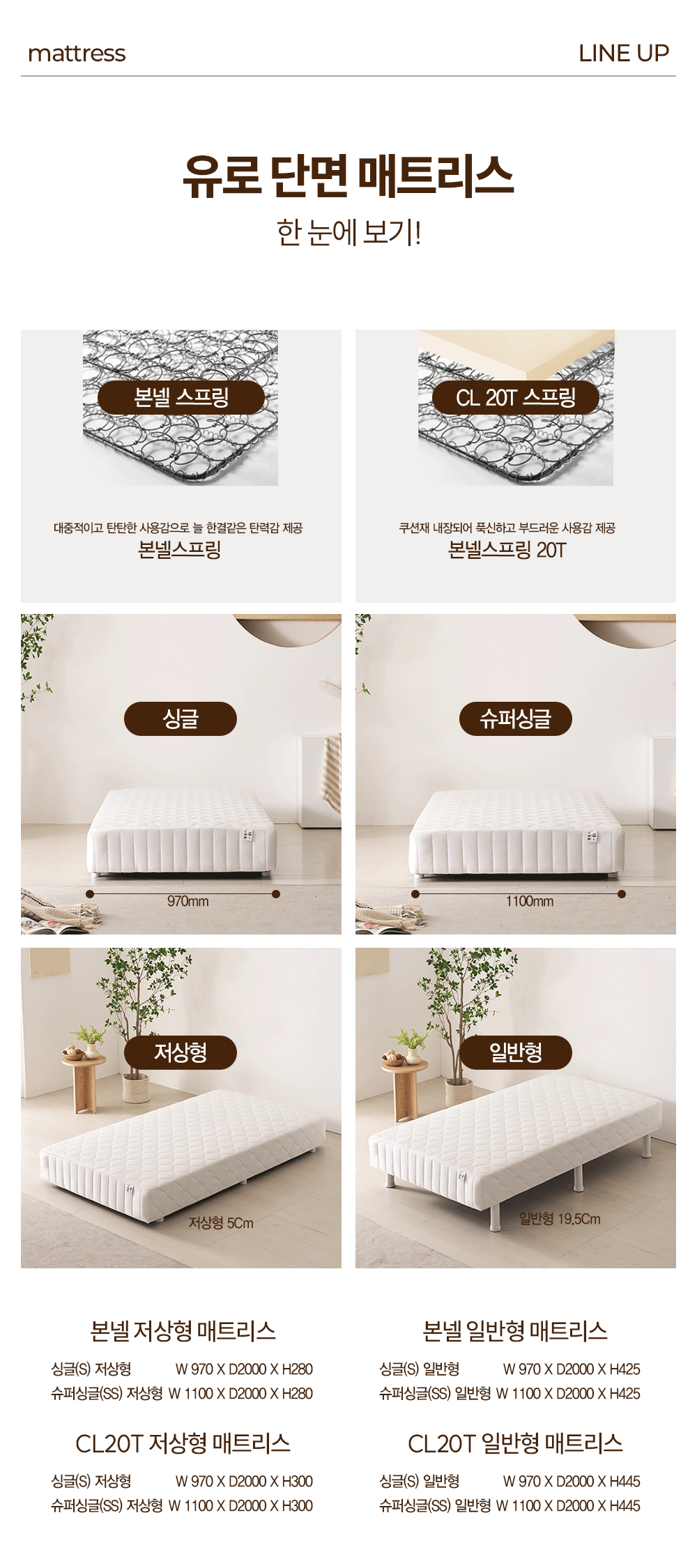 저상형 본넬 일체형침대 매트리스 SS DB5002R 상세 이미지 6